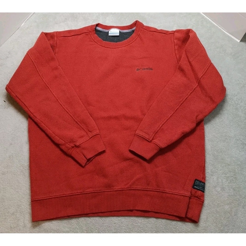 Columbia Sportswear Ribbed Pullover Sweater Crewneck Men's Size Large Orange.